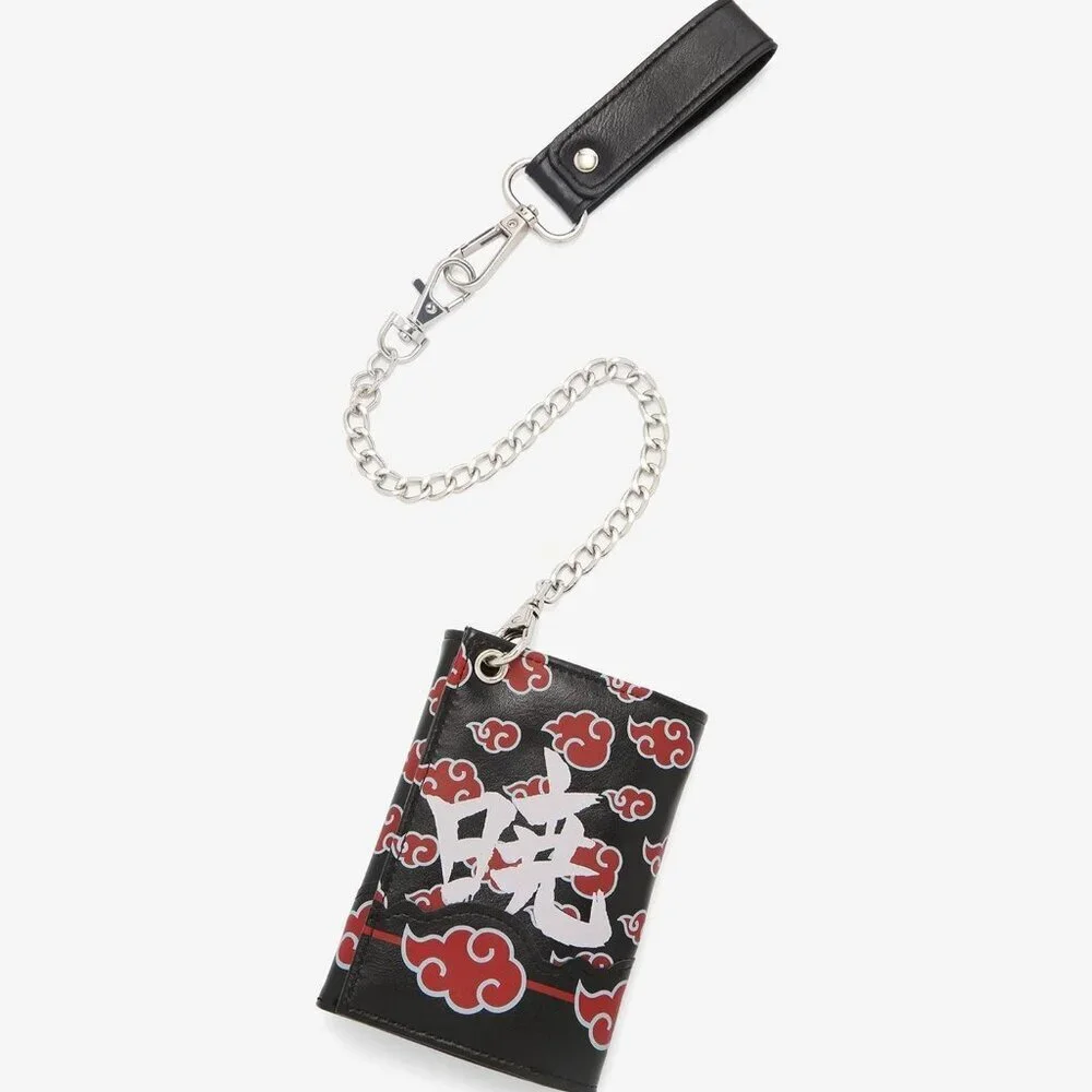 Hot Topic Naruto Shippuden Akatsuki Trifold Wallet & Chain Anime Merch Gift Idea